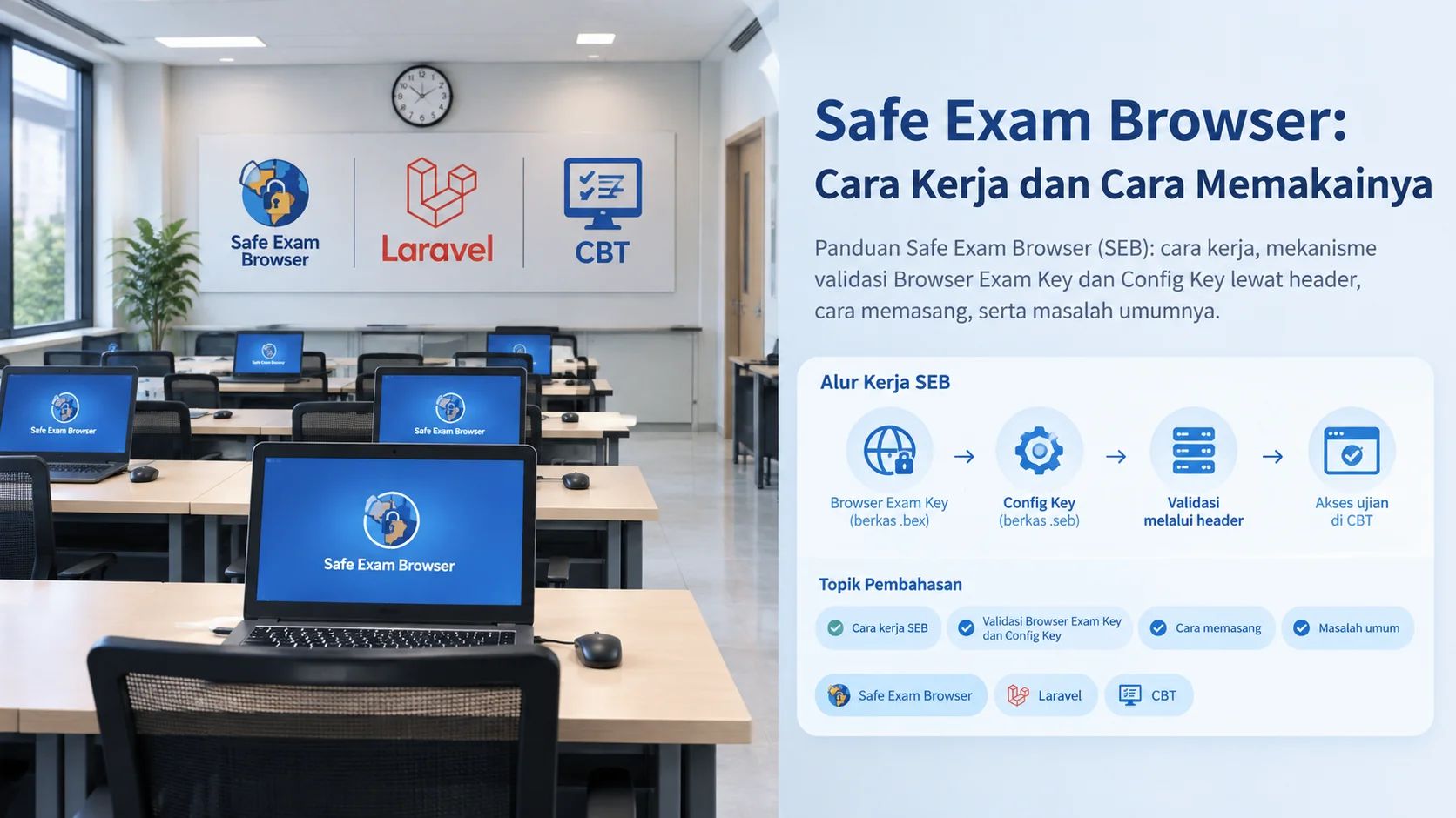 Ilustrasi cara kerja Safe Exam Browser pada aplikasi ujian online