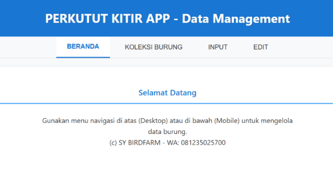 BIRDFARM KITIR APP Ver. 1.0