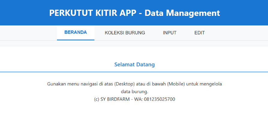 BIRDFARM KITIR APP Ver. 1.0